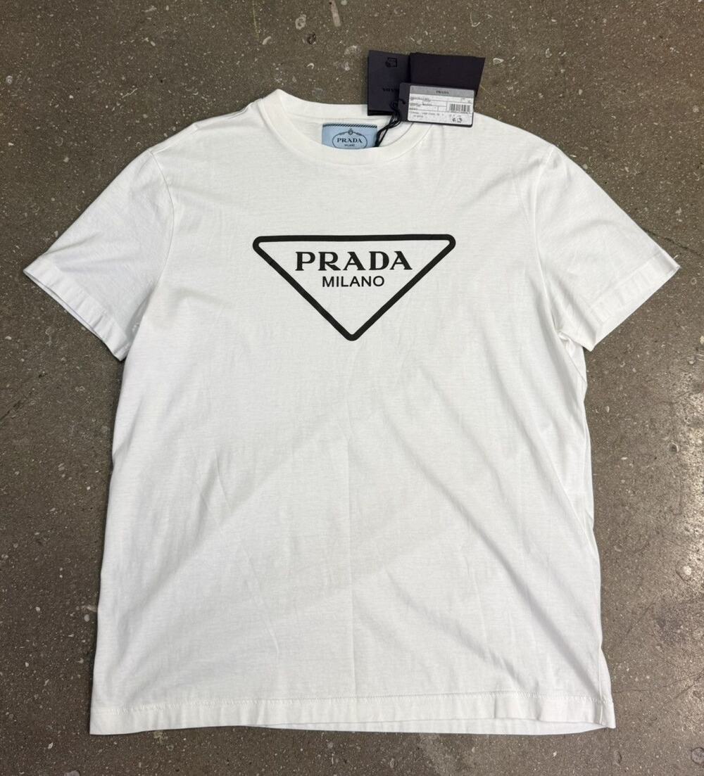 Prada Triangle Logo White T-Shirt